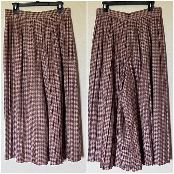 NWT Massimo Dutti Wide Leg Culotte Pleated Houndstooth Trouser Pants Spring 2018 - Picture 4 of 17